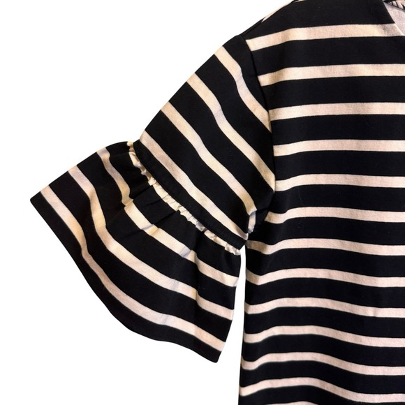 J. Crew Sheath Dress Woman S Small Ruffled Bell Sleeve Striped Style #F0160 - Picture 5 of 9